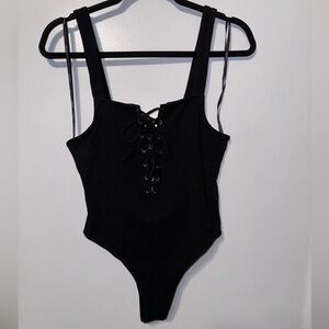 NWT Forever 21 Black Lace Up Bodysuit